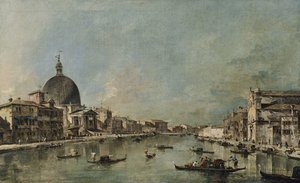 Canal Grande met San Simeone Piccolo en Santa Lucía door Francesco Guardi