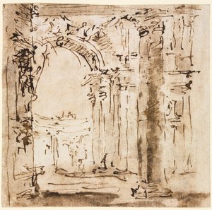 Paar Tekeningen: Schets van het Labyrint van de Villa Pisani en Piazza San Marco met het Dogepaleis