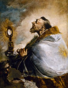 Heilige in aanbidding van de Heilige Eucharistie of Sint Norbert in extase door Francesco Guardi