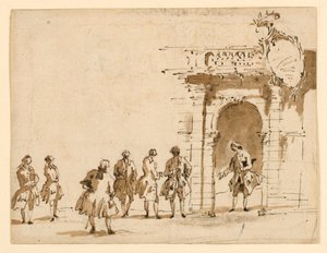 Schets voor een receptie in Palazzo Surian door Francesco Guardi