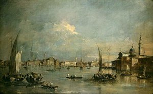 De Kerk van San Giorgio Maggiore en de Riva degli Schiavoni door Francesco Guardi