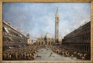 De Doge van Venetië gedragen door de gondeliers na zijn verkiezing op het San Marcoplein