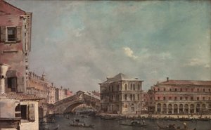 Het Grote Kanaal boven de Rialto door Francesco Guardi