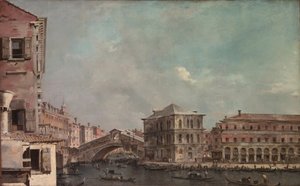 Het Grote Kanaal boven de Rialto door Francesco Guardi