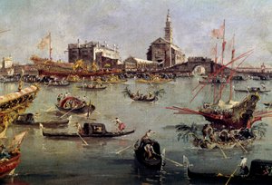 De doge op de Bucentaurus in San Nicolo van Lido naar Venetië, Hemelvaartsdag door Francesco Guardi