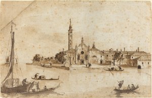 Het Eiland van Madonna della Grazia door Francesco Guardi and Giacomo Guardi