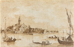 Het Eiland San Clemente door Francesco Guardi and Giacomo Guardi