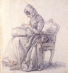 Portret van zijn vrouw, tekening
