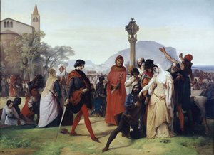 Siciliaanse Vespers: Paasdinsdag - De Franse slachtingen door de Sicilianen door Francesco Hayez