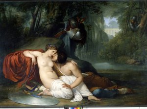De liefde van Renaud en Armide Illustratie van een scène uit 