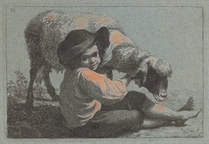 Zittende Boerenjongen met een Schaap