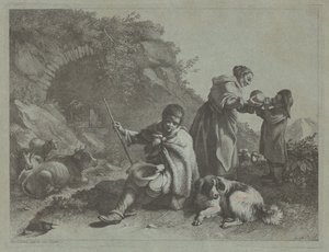 Zittende Herderjongen en Vrouw die een Kind een Drankje Geeft, 1759-1782