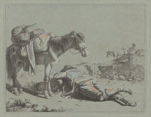 Herder in Rust bij een Pakpaard, ca. 1762 door Francesco Londonio