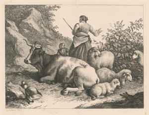 Staande herderin met een kind, na 1776 door Francesco Londonio