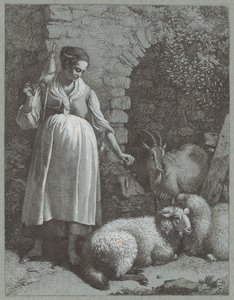 Vrouw die garen spint bij een boog, 1764 door Francesco Londonio