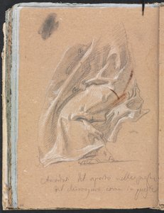 Verona Schetsboek: Draperiestudie met voet en inscriptie (pagina 88)