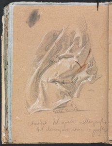Verona Schetsboek: Draperiestudie met voet en inscriptie (pagina 88)