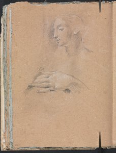 Verona Schetsboek: Vrouwelijk hoofd en linkerhand (pagina 42) door Francesco Lorenzi