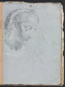 Verona schetsboek: Hoofd en schouders van een vrouw pagina 61, 1760 door Francesco Lorenzi