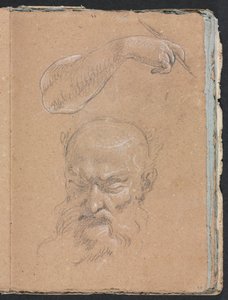Verona schetsboek: Hoofd van een bebaarde man en rechterarm en hand pagina 59, 1760 door Francesco Lorenzi