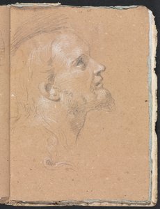 Verona Schetsboek: Mannelijk hoofd in profiel pagina 91, 1760 door Francesco Lorenzi