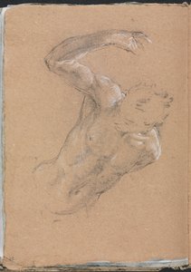Verona Schetsboek: Mannelijke naakt met opgeheven rechterarm, pagina 32, 1760 door Francesco Lorenzi