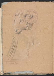 Verona schetsboek: Ramskop pagina 12, 1760 door Francesco Lorenzi