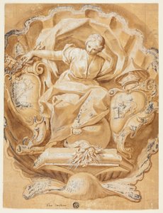 Allegorische figuur met wapens van Alexander VIII (Ottoboni) en wapens van het pausdom door Francesco Mancini