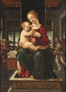 De Maagd en het Kind met twee engelen door Francesco Napoletano