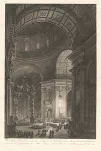Interieur van de Sint-Pieter, met de verlichting van het kruis van Sint-Pieter