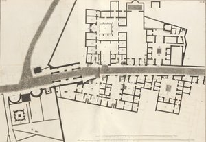 Groot plan van de ingang van de stad Pompeii en de omliggende gebouwen, 1804 door Francesco Piranesi