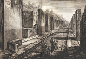 Uitzicht vanaf de straat die onder de poort naar de stad Pompeii binnenkomt, met de voetgangers, 1804 door Francesco Piranesi