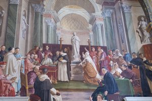 Discussie over de Onbevlekte Ontvangenis door Francesco Podesti