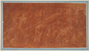 Agamemnon und Kassandra werden während eines Banketts ermordet door Francesco Primaticcio