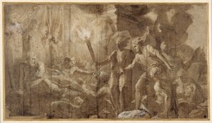 Hercules liggend naast Omphale door Francesco Primaticcio