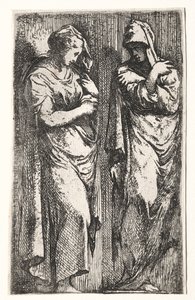 Twee Romeinse vrouwen door Francesco Primaticcio