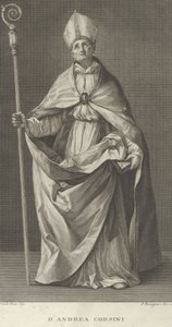 Sint Andrea Corsini gekleed als bisschop van Fiesole, met een kromstaf en kijkend..., ca. 1780-1841 door Francesco Rosaspina
