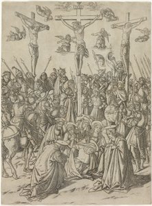De Kruisiging met de Twee Dieven, plaat tien uit het Leven van de Maagd en Christus door Francesco Rosselli