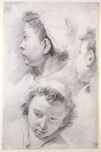Drie studies van het hoofd van een jongere door Francesco Salvator Fontebasso