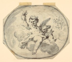 Tekening, Ontwerp voor een beschilderd plafond, 1770-1800 door Francesco Saverio Mergolo