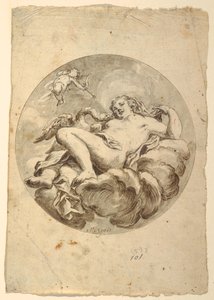 Tekening, Project voor een plafondschildering: Leda en de Zwaan, ca. 1775 door Francesco Saverio Mergolo