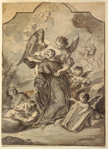 Tekening, Visioen van de heilige benedictijner monnik, 1776 door Francesco Saverio Mergolo