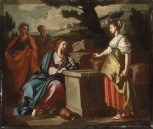 Christus en de vrouw van Samaria bij de bron door Francesco Solimena