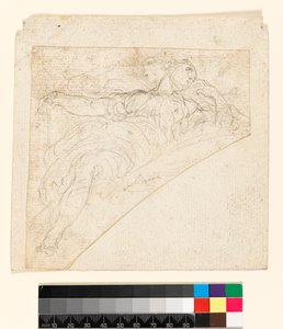 Recto: Studie voor een vrouwelijke figuur in een spandrel. Verso: Tekening op de achterkant van het papier, voor 1747