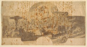 Studie voor een fresco voor de hal van de Senaat, Genua: De relikwieën van St. Johannes de Doper worden naar Genua gebracht