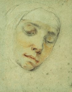 Portret van Pasitea Crogi, haar ogen gesloten in extase door Francesco Vanni