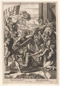 Christus bezwijkt onder het gewicht van het kruis door Francesco Villamena