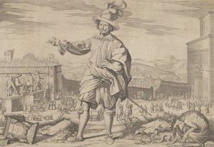 Portret van Ioannes Altus Johann Alten, van de Zwitserse Garde, staand bij het Quirinaal, 1623 door Francesco Villamena