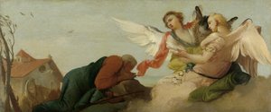 Abraham met de drie engelen door Francesco Zugno