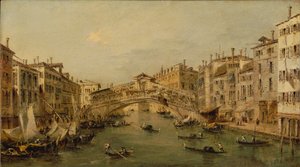 Venetië: De Rialto door Francesco circle of Guardi